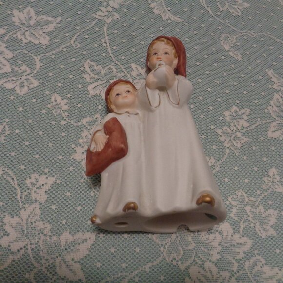 VINTAGE 2 SLEEPY CHILDREN POTTERY TOP OF A  SMALL LAMP - Picture 9 of 9